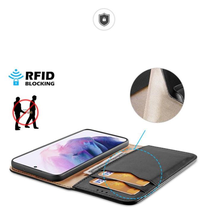 UTGATT1 - Dux Ducis Hivo Äkta Läder Fodral Galaxy S22 - Svart