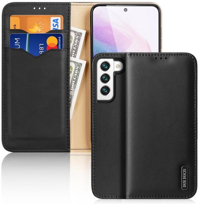 UTGATT1 - Dux Ducis Hivo Äkta Läder Fodral Galaxy S22 - Svart