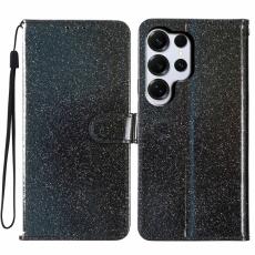 OEM - Samsung Galaxy S26 Ultra Pl&aring;nboksfodral Glitter Anti-Scratch Konstl&auml;der - Svart