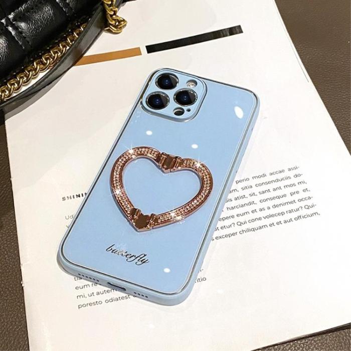 OEM - iPhone 14 Pro Max Skal Heart Kickstand - Blå