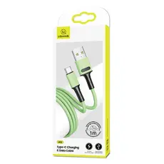 USAMS - USAMS Kabel U52 USB-C 2A Snabbladdning 1m (US-SJ436) - Gr&ouml;n