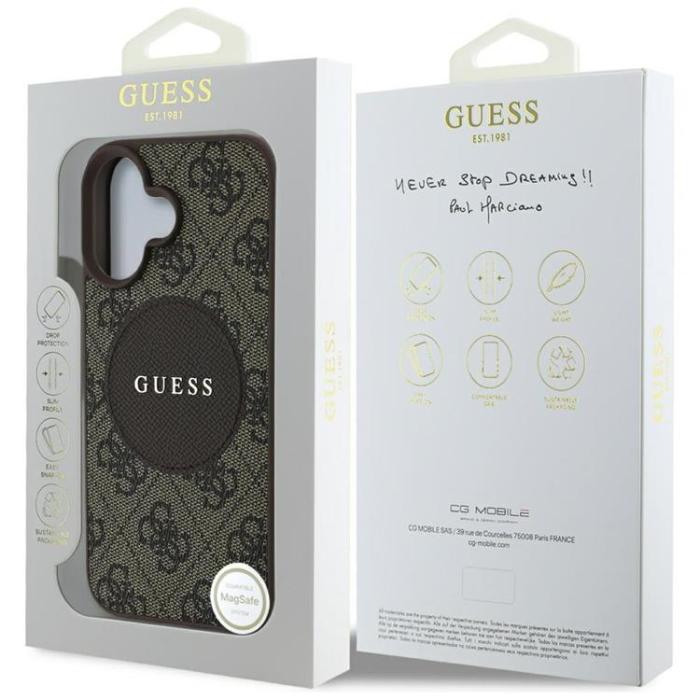 Guess - Guess iPhone 16 Mobilskal MagSafe 4G Circle - Brun
