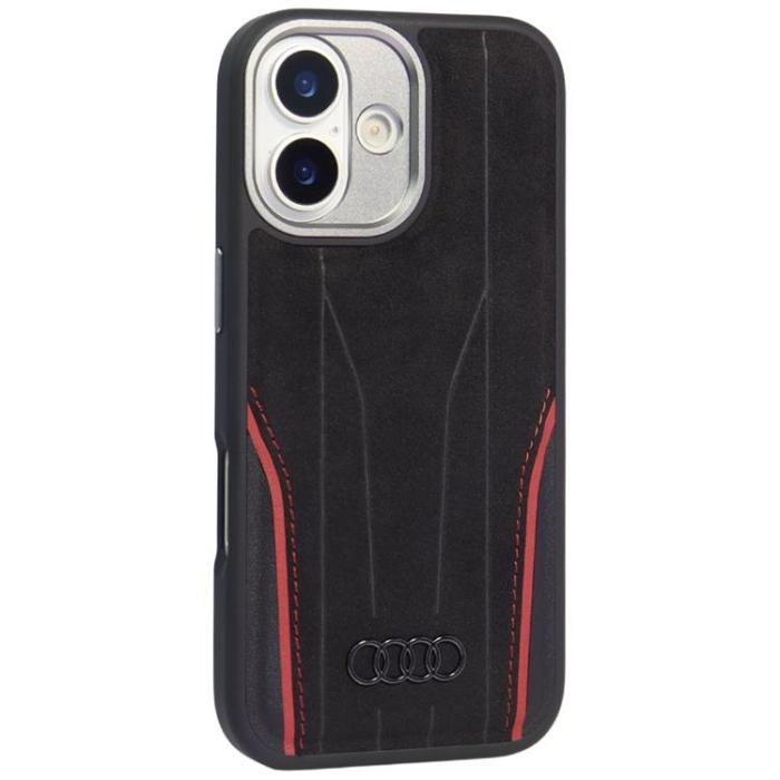 Audi - Audi iPhone 17 Mobilskal MagSafe Äkta läder R8 - Svart-Röd