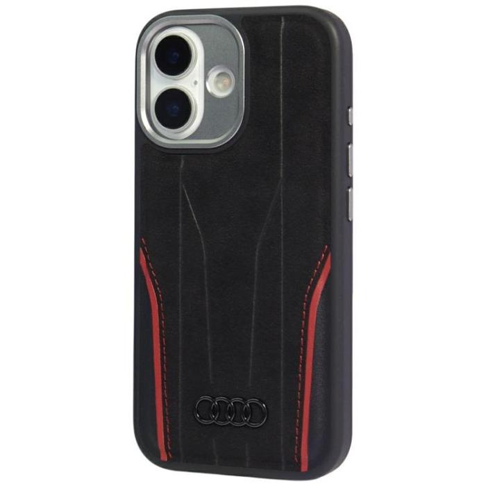Audi - Audi iPhone 17 Mobilskal MagSafe Äkta läder R8 - Svart-Röd