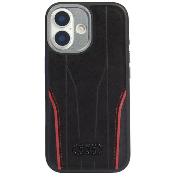Audi - Audi iPhone 17 Mobilskal MagSafe Äkta läder R8 - Svart-Röd