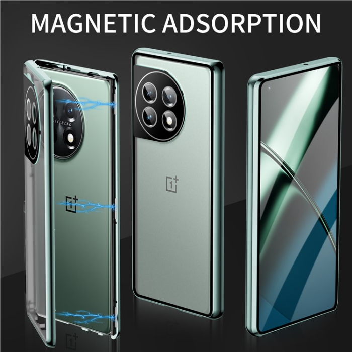 A-One Brand - OnePlus 11 5G Mobilskal Magnetic Metal Frame - Grön