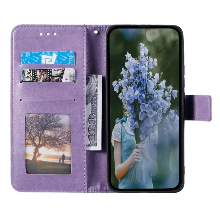 OEM - Galaxy A24 4G Plånboksfodral Imprinted Mandala Flower - Lila