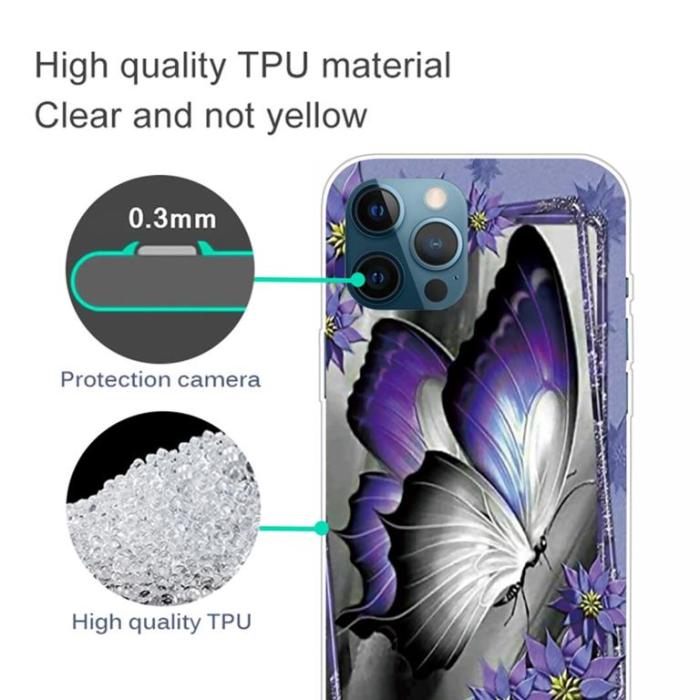 SpareParts - iPhone 14 Pro Max Skal TPU - Lila fjäril