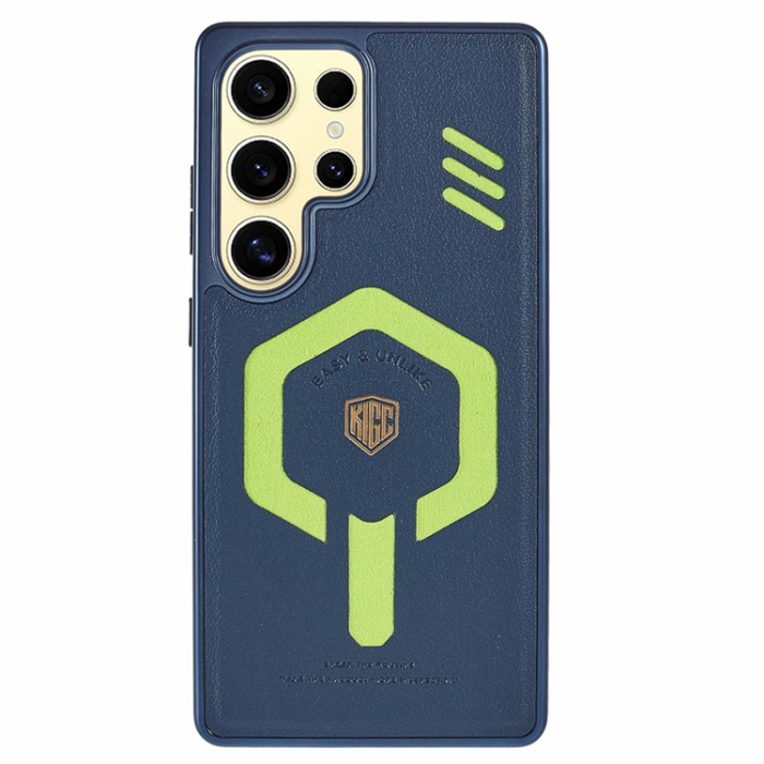 KIGC - KIGC Galaxy S25 Ultra Mobilskal MagSafe PC+TPU Läder - Blå