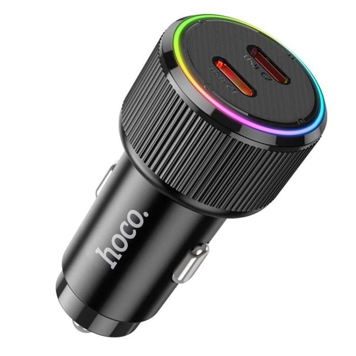 Hoco - Hoco Billaddare 2xUSB-C 50W NZ14B - Svart