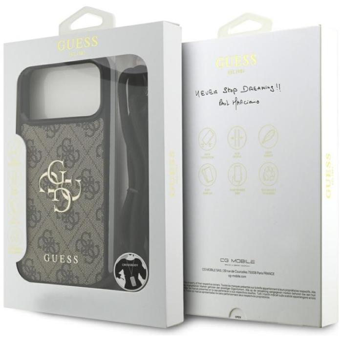 Guess - Guess iPhone 17 Pro Max Mobilskal 4G Big Logo Cord Crossbody - Brun
