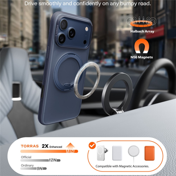 Torras - TORRAS iPhone 17 Pro Max Mobilskal MagSafe O Fitness - Mörkblå