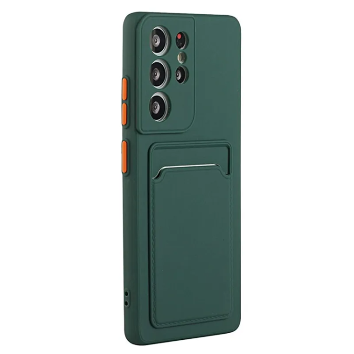A-One Brand - Galaxy S23 Ultra Mobilskal Korthållare TPU - Midnight Grön