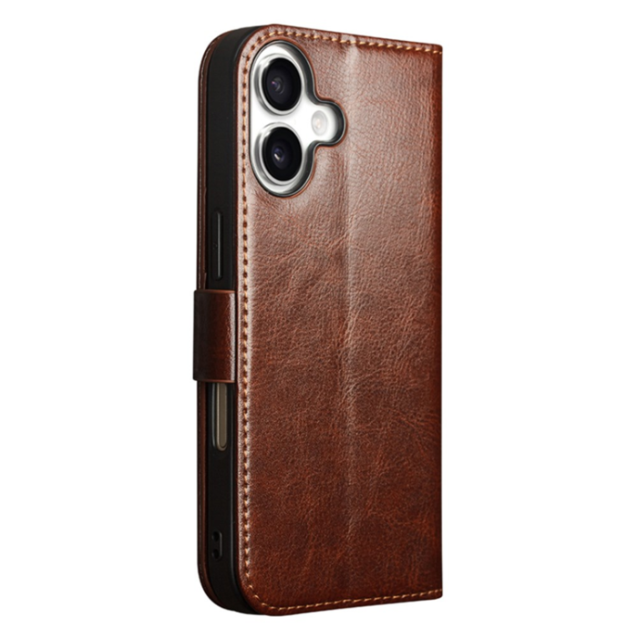 QIALINO - QIALINO iPhone 17 Plånboksfodral Äkta Läder - Brun