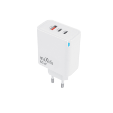 Maxlife - Maxlife Snabbladdare 2x USB-C 1x USB 65W Gan PD QC - Vit