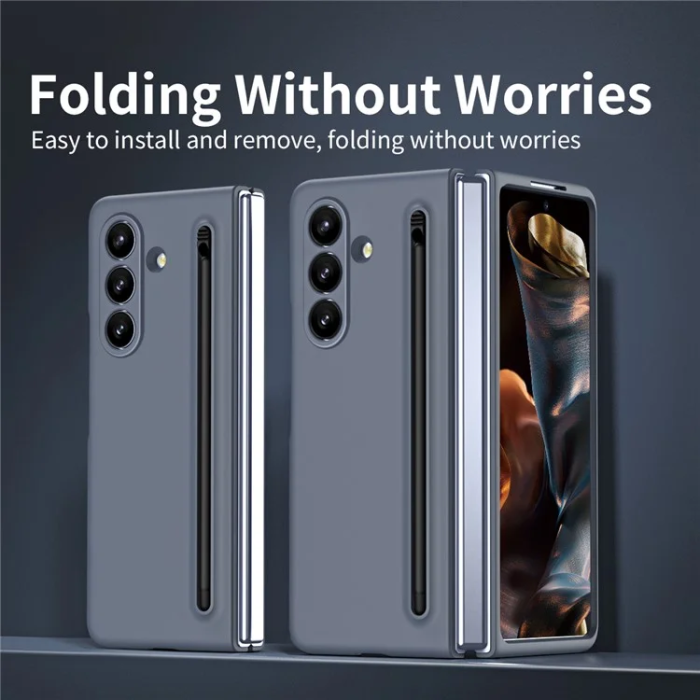 A-One Brand - Galaxy Z Fold7 Mobilskal med Härdad Glas Och Stylus - Grå