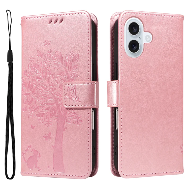 iPhone 17 Konstläder Plånboksfodral Tree Pattern - Roséguld | 2353 | AlltMobil