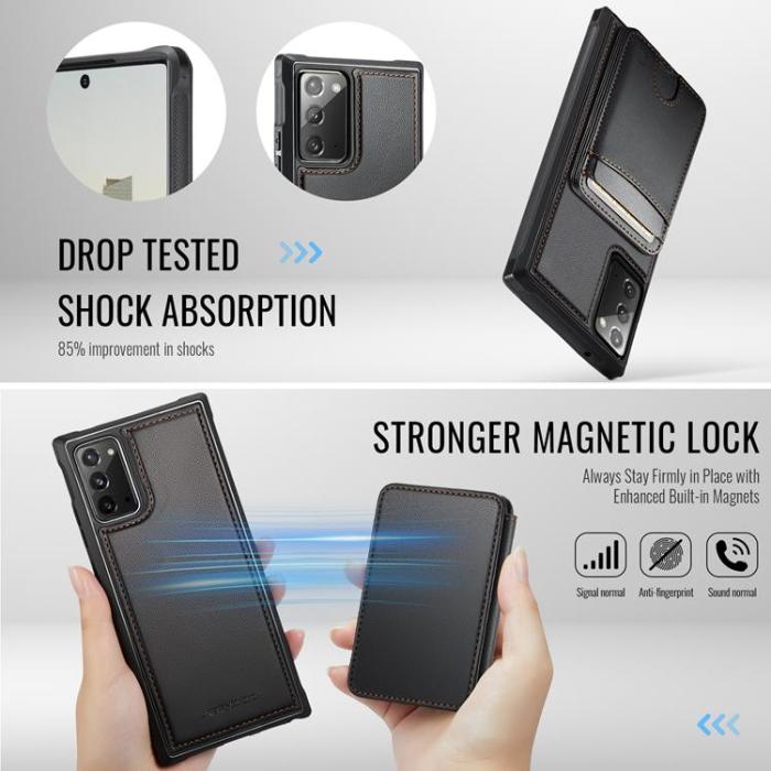 OEM - JEEHOOD Samsung Galaxy Note20 Fodral KonstLäder - Svart