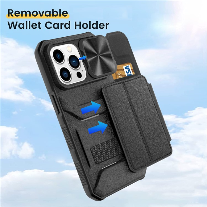 OEM - iPhone 14 Pro Max Plånboksfodral PU Läder Shockproof - Svart