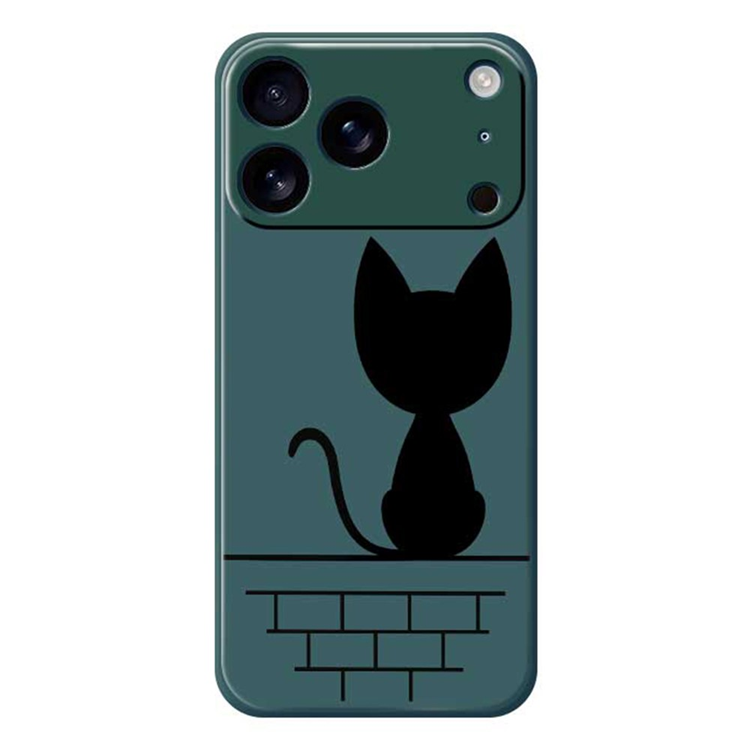 iPhone 17 Pro Max Mobilskal Black Cat on the Wall - Grön | 2353 | AlltMobil