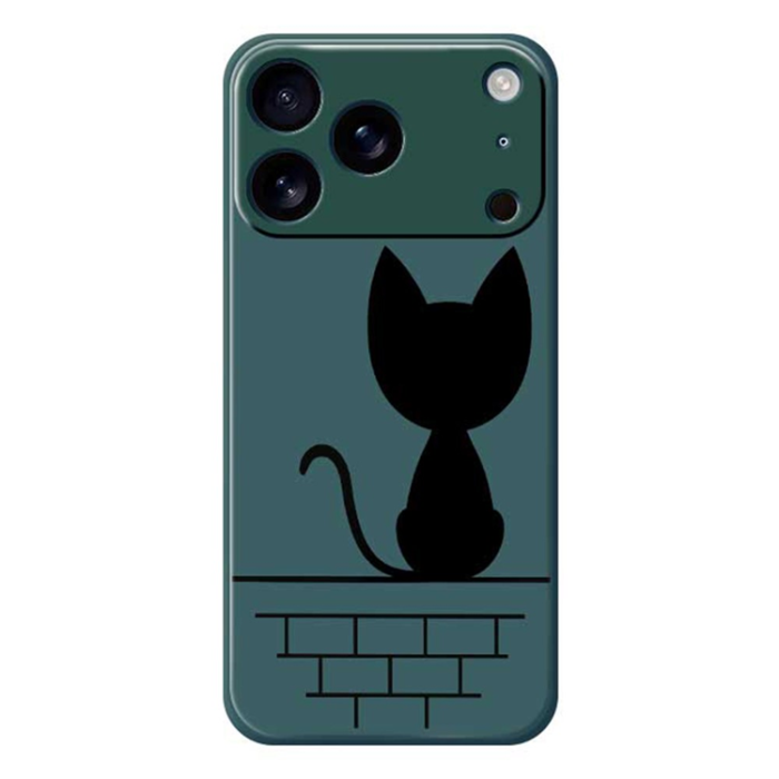 A-One Brand - iPhone 17 Pro Max Mobilskal Black Cat on the Wall - Grön