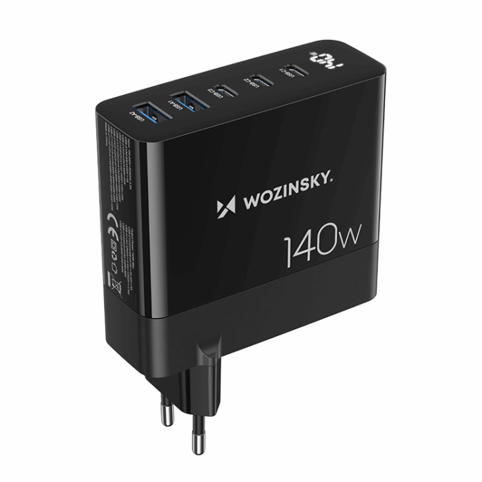 Wozinsky - Wozinsky Väggladdare 140W GaN 3 x USB-C/2 x USB-A - Svart