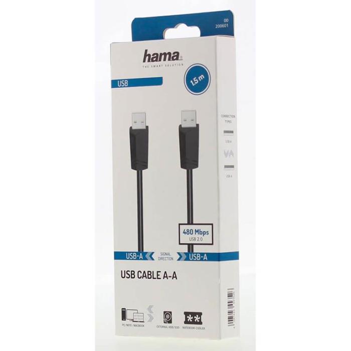 Hama - HAMA Kabel USB A-A 1.5m - Svart