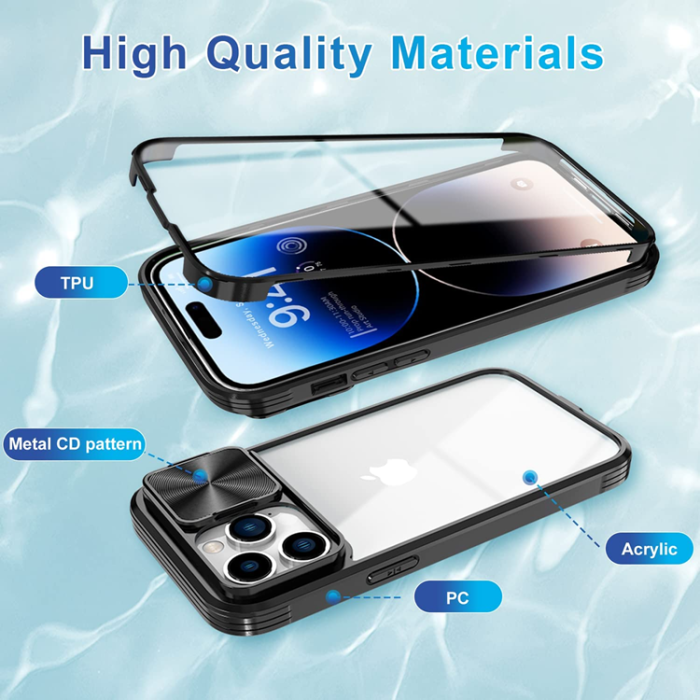 A-One Brand - iPhone 14 Pro Max Mobilskal 360 Kamera Slider - Svart