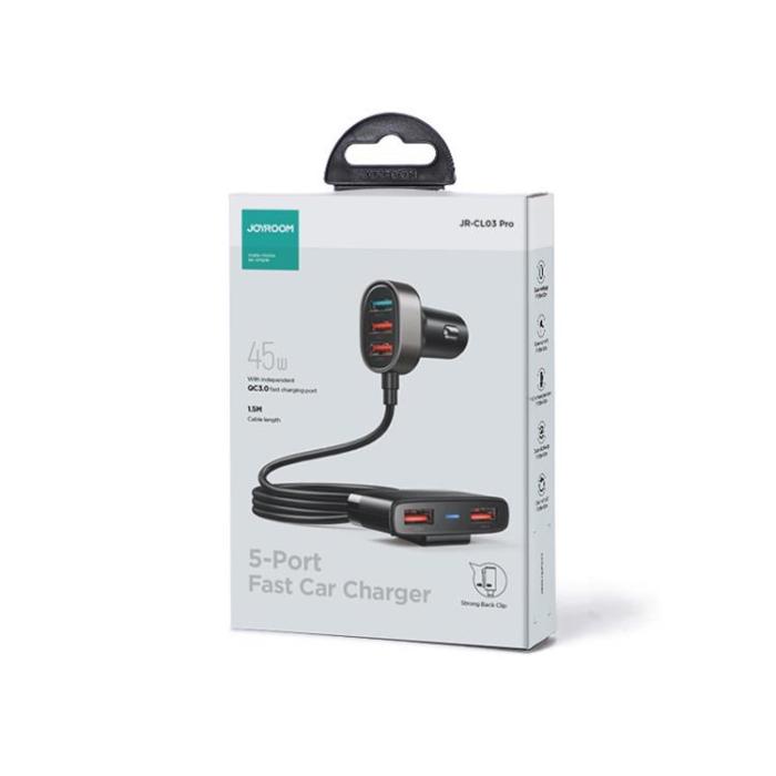 Joyroom - Joyroom Snabb Billaddare 5xUSB-A 45W Förlängning Kabel - Svart
