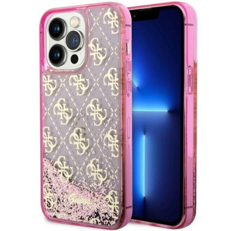 Guess Mobilskal till iPhone 14 Pro Liquid Glitter - Rosa
