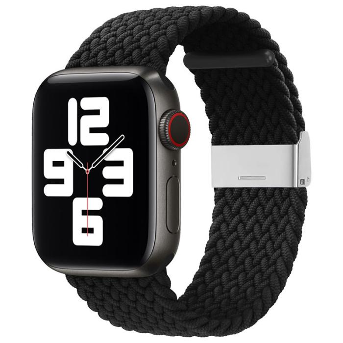 OEM - Apple Watch 2/3/4/5/6/7/SE (42/44/45mm) Armband Braided Tyg - Svart