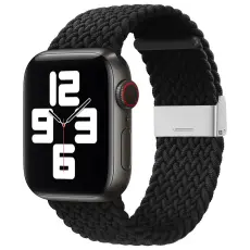 OEM - Apple Watch 2/3/4/5/6/7/SE (38/40/41mm) Armband Braided Tyg - Svart