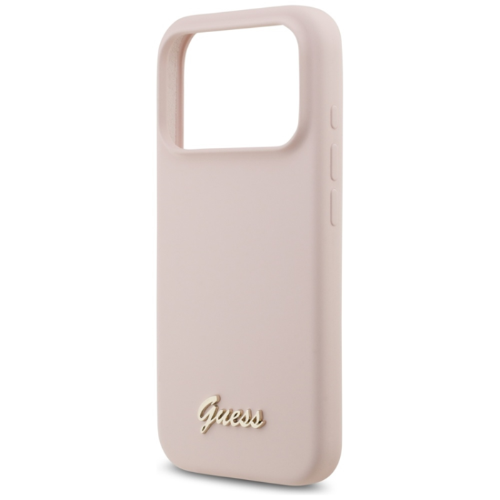 Guess - Guess iPhone 17 Pro Mobilskal Magsafe Script Metal Logo - Rosa