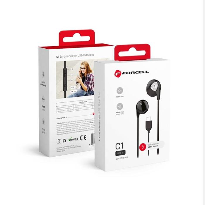 Forcell - Forcell In-ear Hörlurar Premuim Sound - Svart