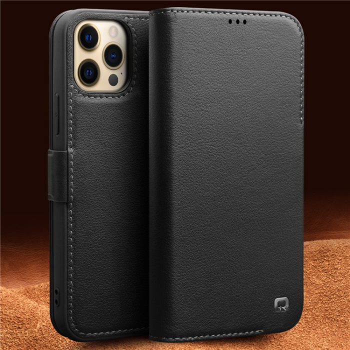 QIALINO - QIALINO iPhone 12 mini Plånboksfodral Äkta Läder Magnetisk