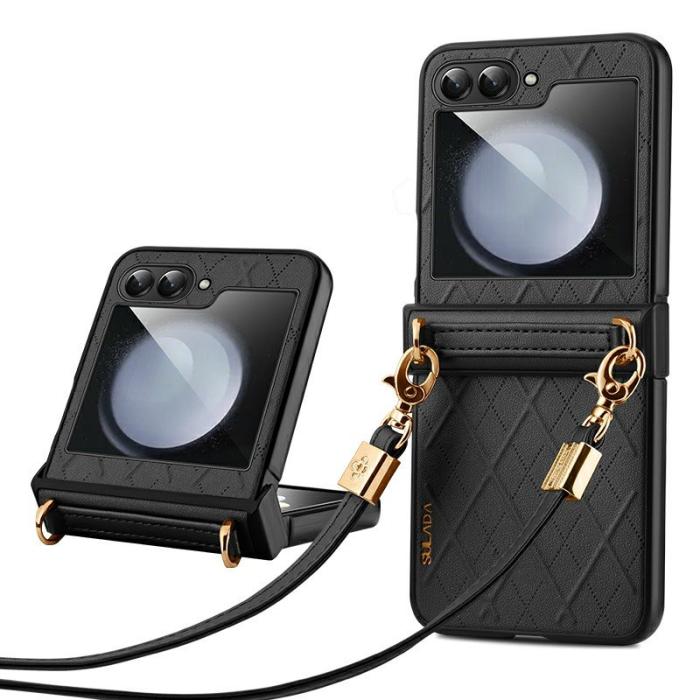 SULADA - SULADA Mobilskal till Galaxy Z Flip7 FE / Z Flip6 5G Läder + PC Svart