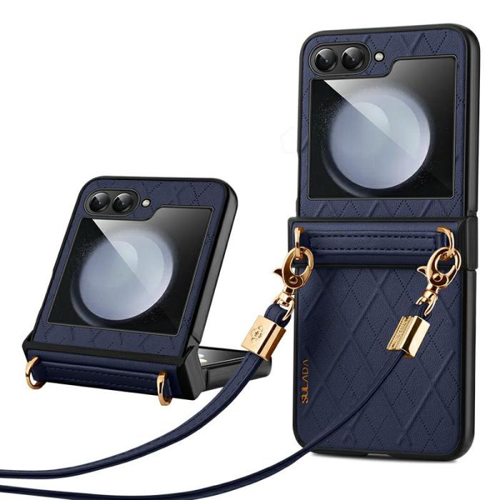 SULADA - SULADA Mobilskal till Galaxy Z Flip7 FE / Z Flip6 5G Läder+PC Blå