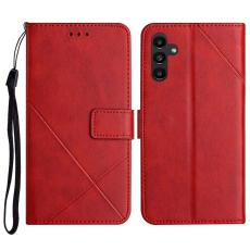 OEM - Pl&aring;nboksfodral f&ouml;r Samsung Galaxy S26 Konstl&auml;der med handledsrem - R&ouml;d