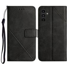OEM - Pl&aring;nboksfodral f&ouml;r Samsung Galaxy S26 Konstl&auml;der med handledsrem - Svart