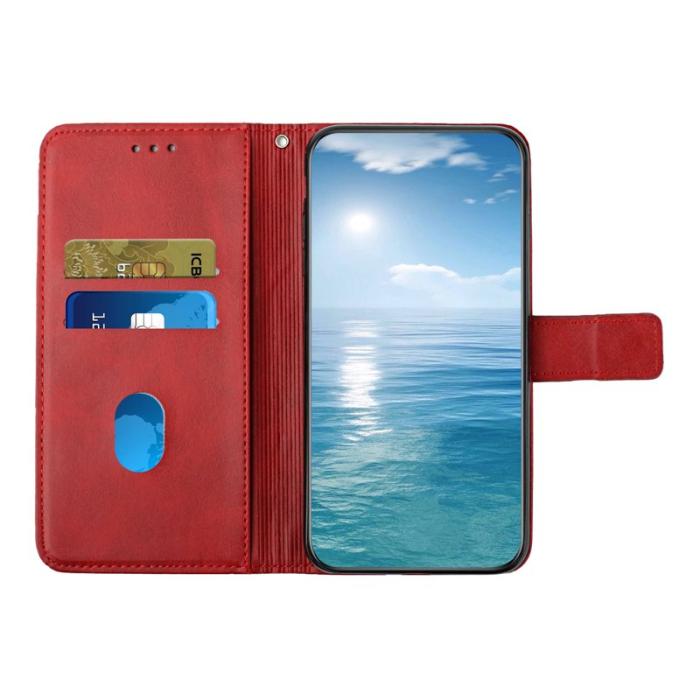 OEM - Plånboksfodral för Samsung Galaxy S26 Konstläder med handledsrem - Röd