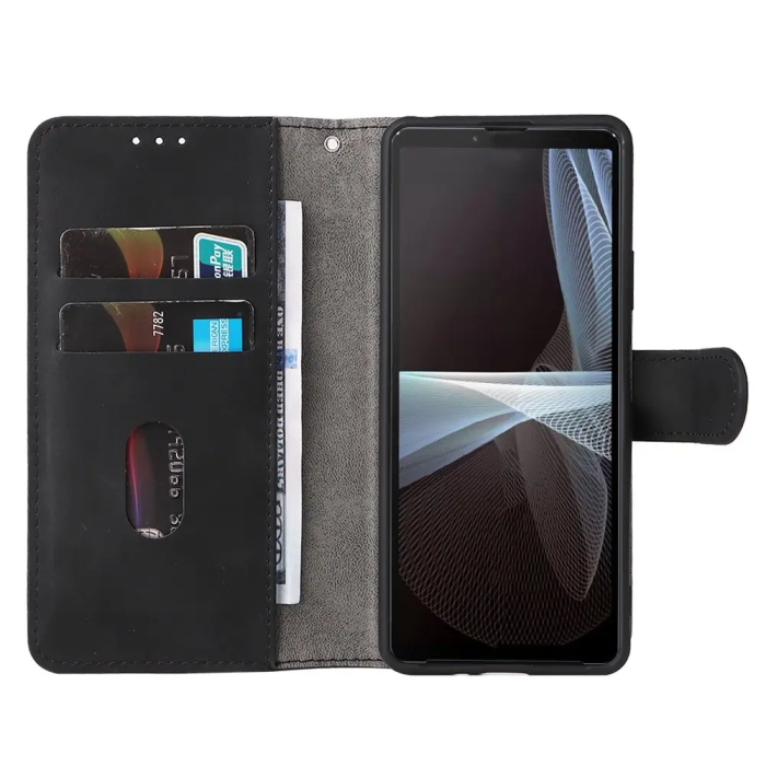 Taltech - Sony Xperia 10 IV Plånboksfodral Skin Touch - Svart