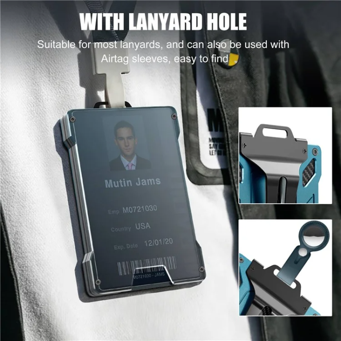 BIIGELL - BIIGELL Korthållare KB001 RFID Metall med Sedelklämma - Blå