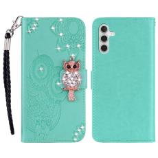 OEM - Pl&aring;nboksfodral f&ouml;r Samsung Galaxy S26 Konstl&auml;der med handledsrem - Cyan