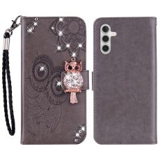 OEM - Pl&aring;nboksfodral f&ouml;r Samsung Galaxy S26 Konstl&auml;der med handledsrem - Gr&aring;