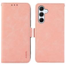ABEEL - ABEEL Samsung Galaxy A56 5G Pl&aring;nboksfodral Konstl&auml;der St&auml;ll Rosa