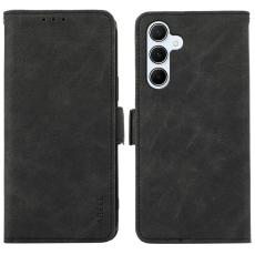 ABEEL - ABEEL Samsung Galaxy A56 5G Pl&aring;nboksfodral Konstl&auml;der St&auml;ll Svart