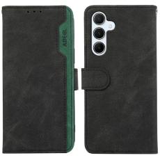 ABEEL - ABEEL Samsung Galaxy A56 5G Konstl&auml;der Pl&aring;nboksfodral RFID-Skydd Svart