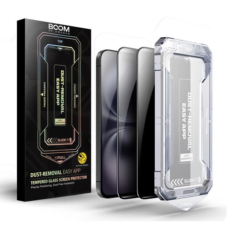 LIVSTIDSGARANTI - BOOM iPhone 16 Plus/15 Plus Privacy Härdat Glas Skärmskydd 2st | 5468 | AlltMobil