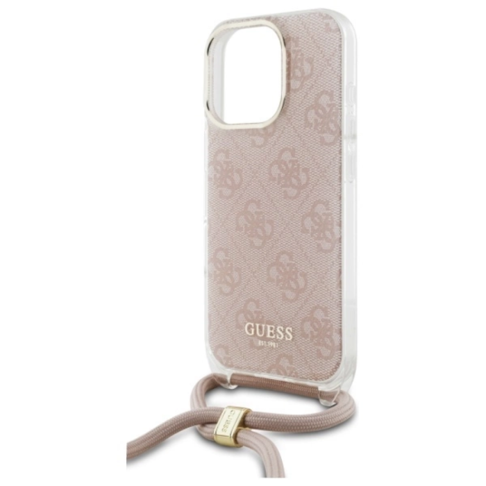 Guess - Guess Mobilskal till iPhone 16 Pro Crossbody Cord 4G Print - Rosa