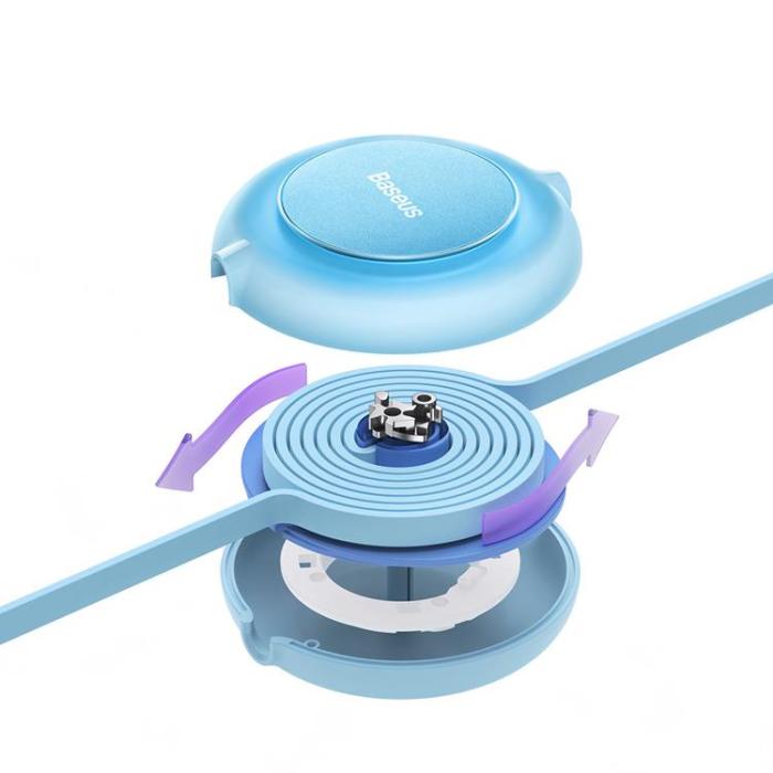 BASEUS - Baseus Retractable 3in1 micro USB/Lightning/Typ-C 3.5A 1.1m - Ljusblå
